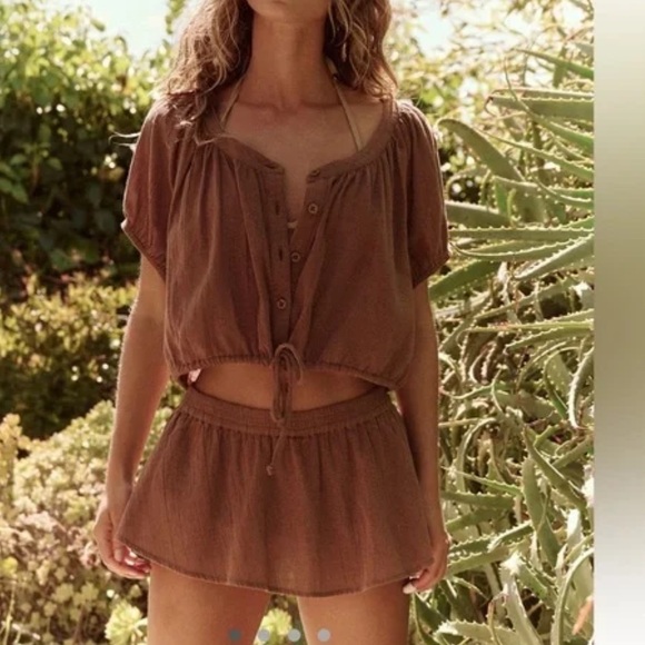 Free People Dresses & Skirts - Free People Brown Top and Skort Set